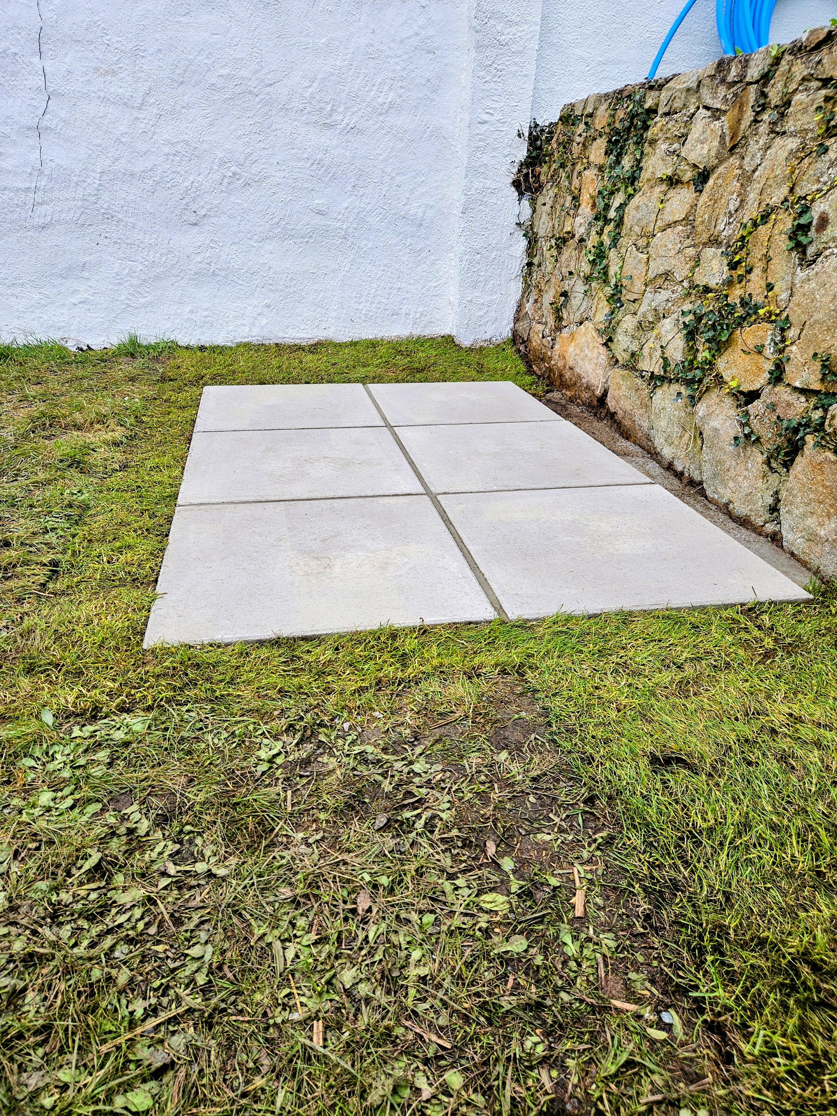 Concrete pavers laid for chiminea install