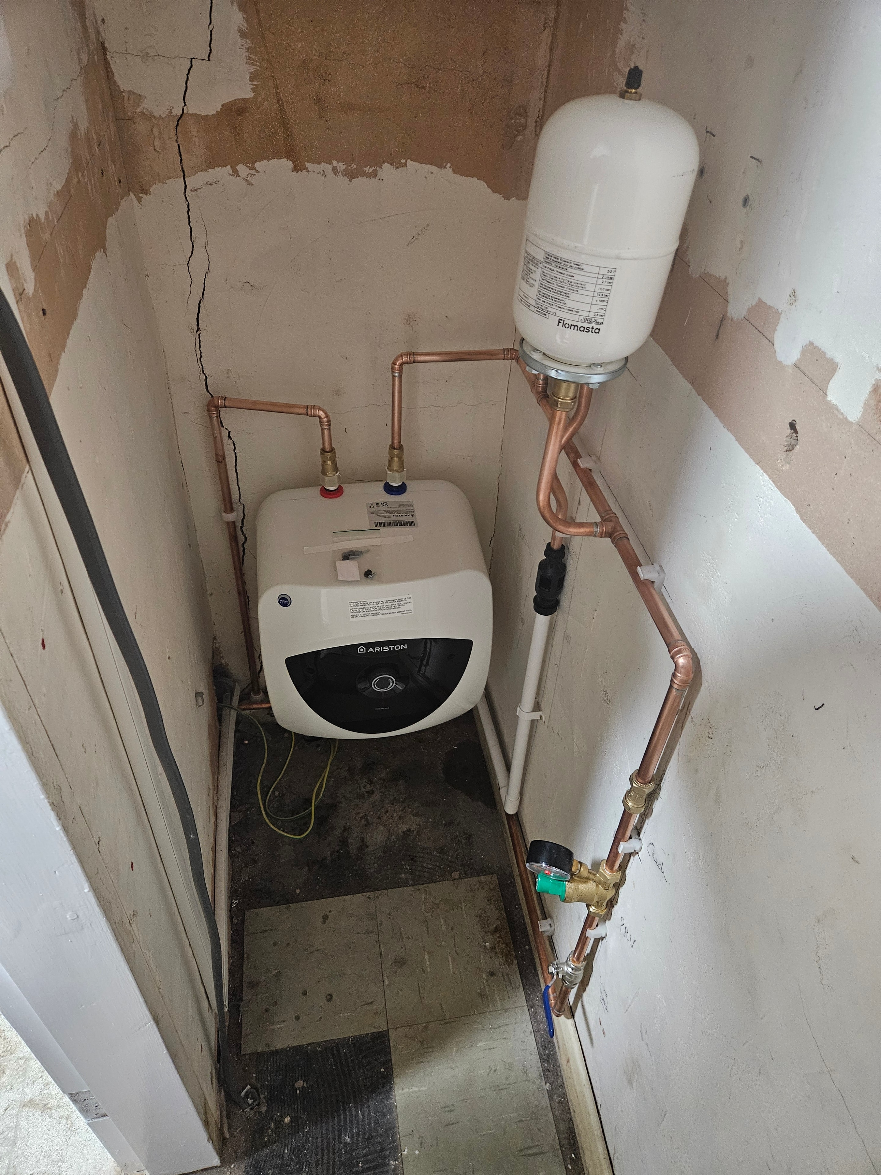 New Ariston water heater installed — after plumbing work